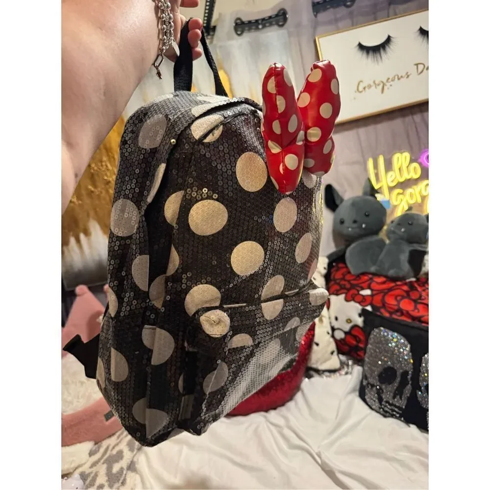 Primark x Disney/Mickey Minnie Mouse full size bookbag backpack sequin bling